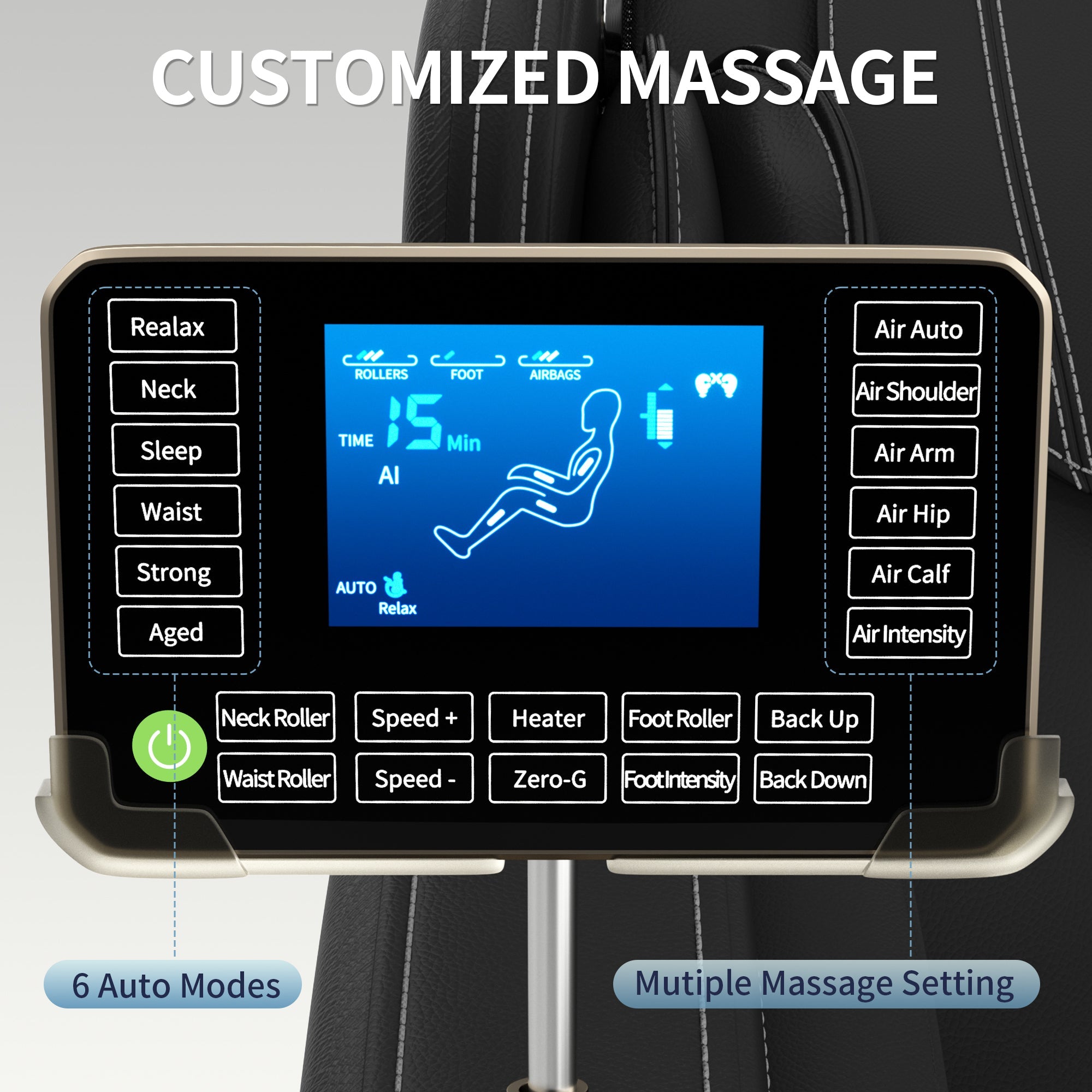 Black Full Body Massage Chair with Zero Gravity Recline, Foot Massage, Bluetooth & Touch Screen