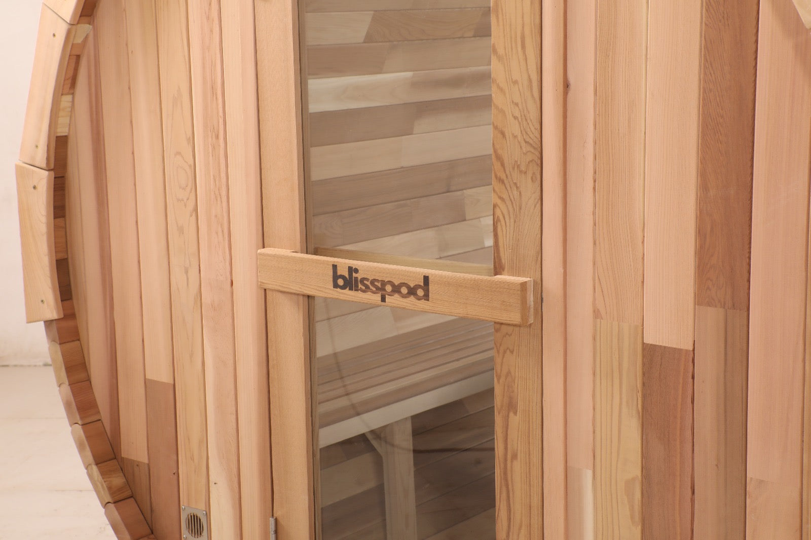 Blisspod Prague Canadian Red Cedar Outdoor Barrel Sauna with Full Glass Back