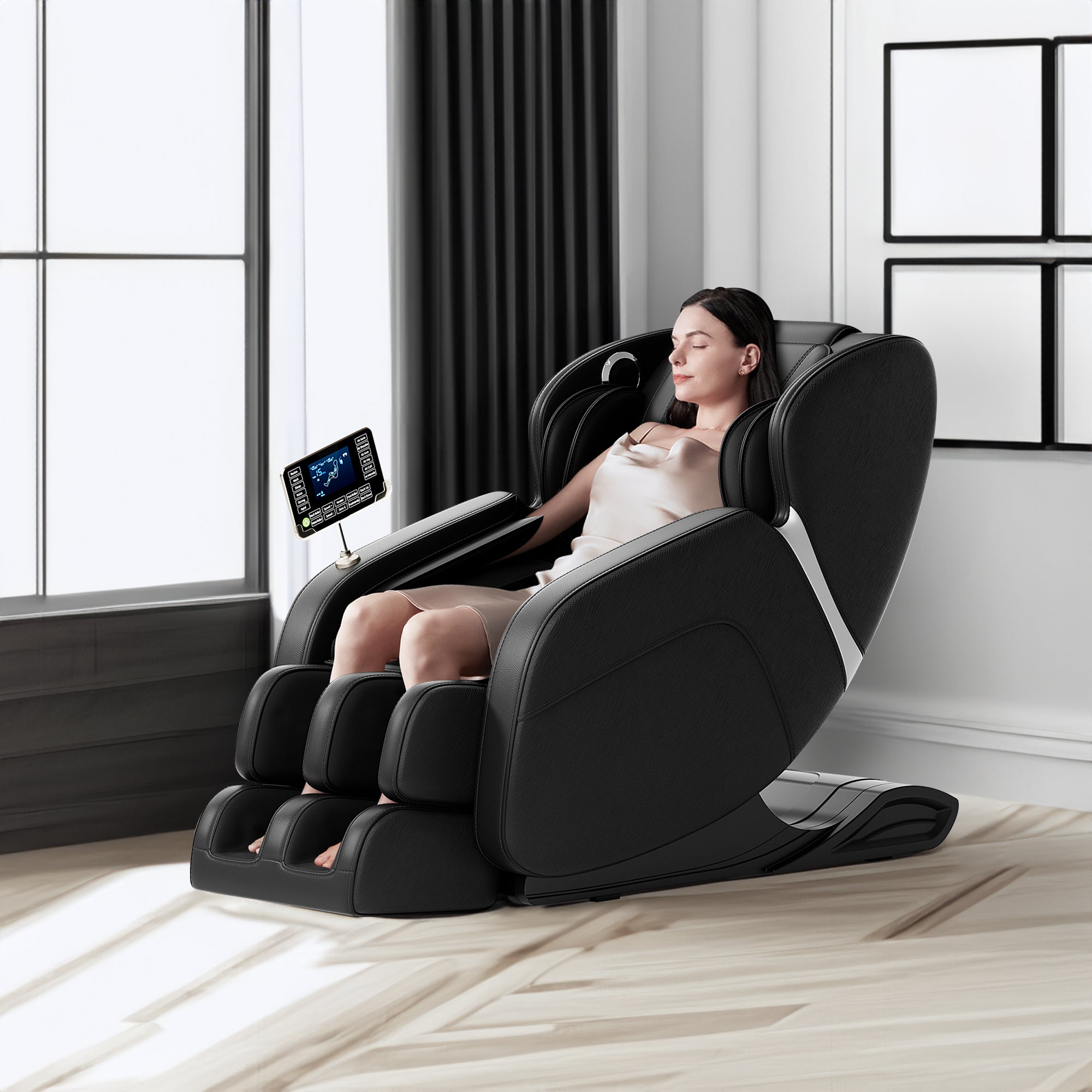 Black Full Body Massage Chair with Zero Gravity Recline, Foot Massage, Bluetooth & Touch Screen