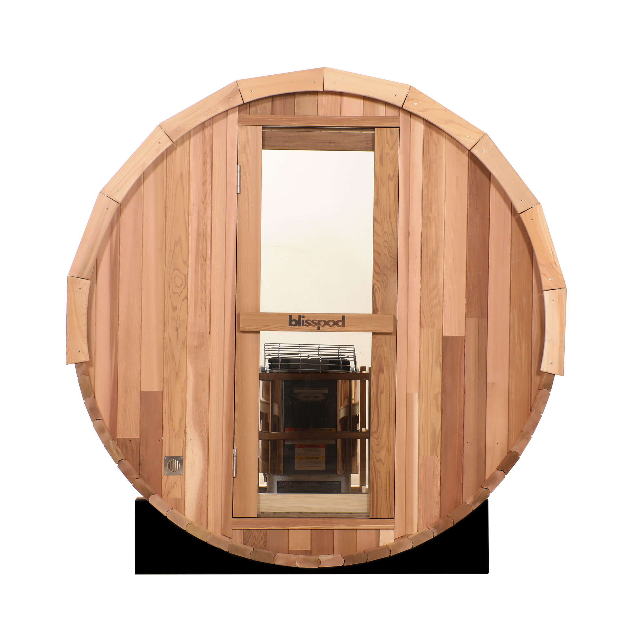 Blisspod Prague Canadian Red Cedar Outdoor Barrel Sauna with Full Glass Back