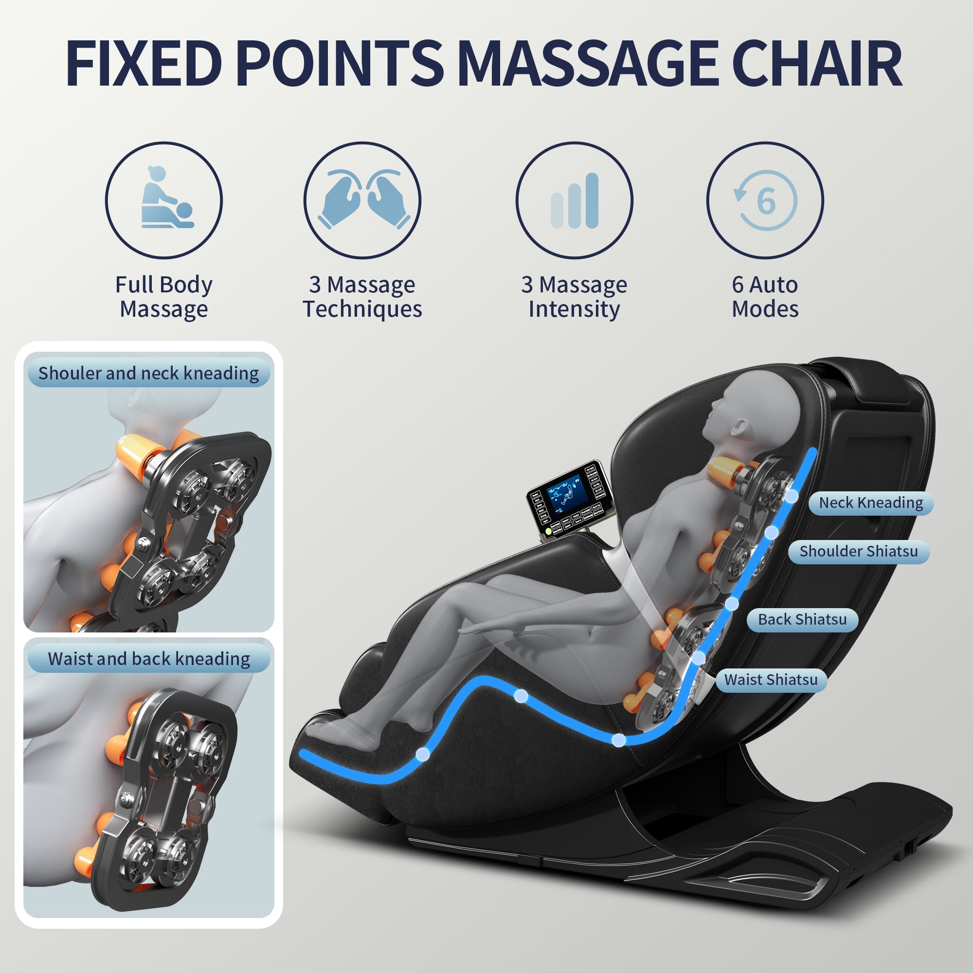 Black Full Body Massage Chair with Zero Gravity Recline, Foot Massage, Bluetooth & Touch Screen