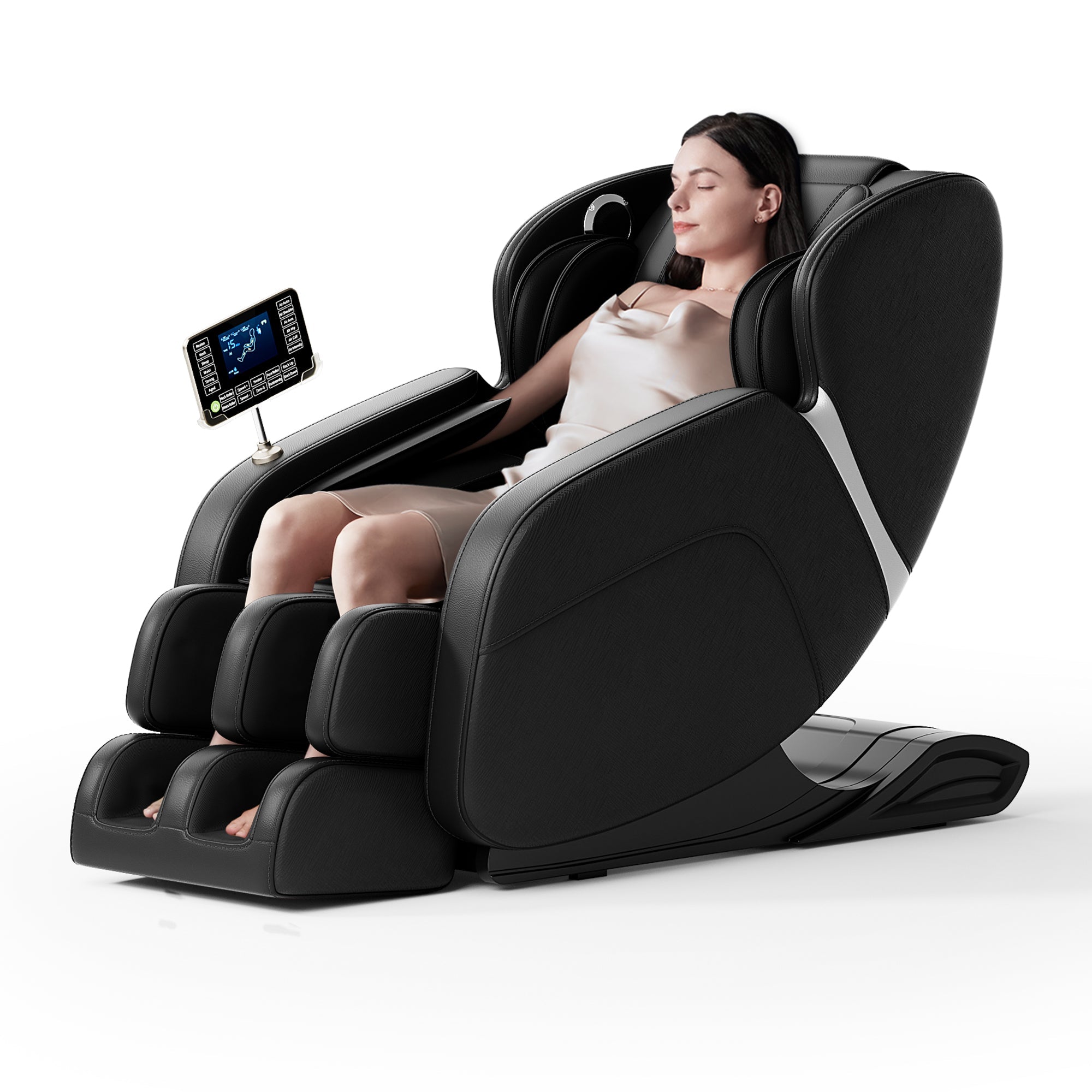 Black Full Body Massage Chair with Zero Gravity Recline, Foot Massage, Bluetooth & Touch Screen