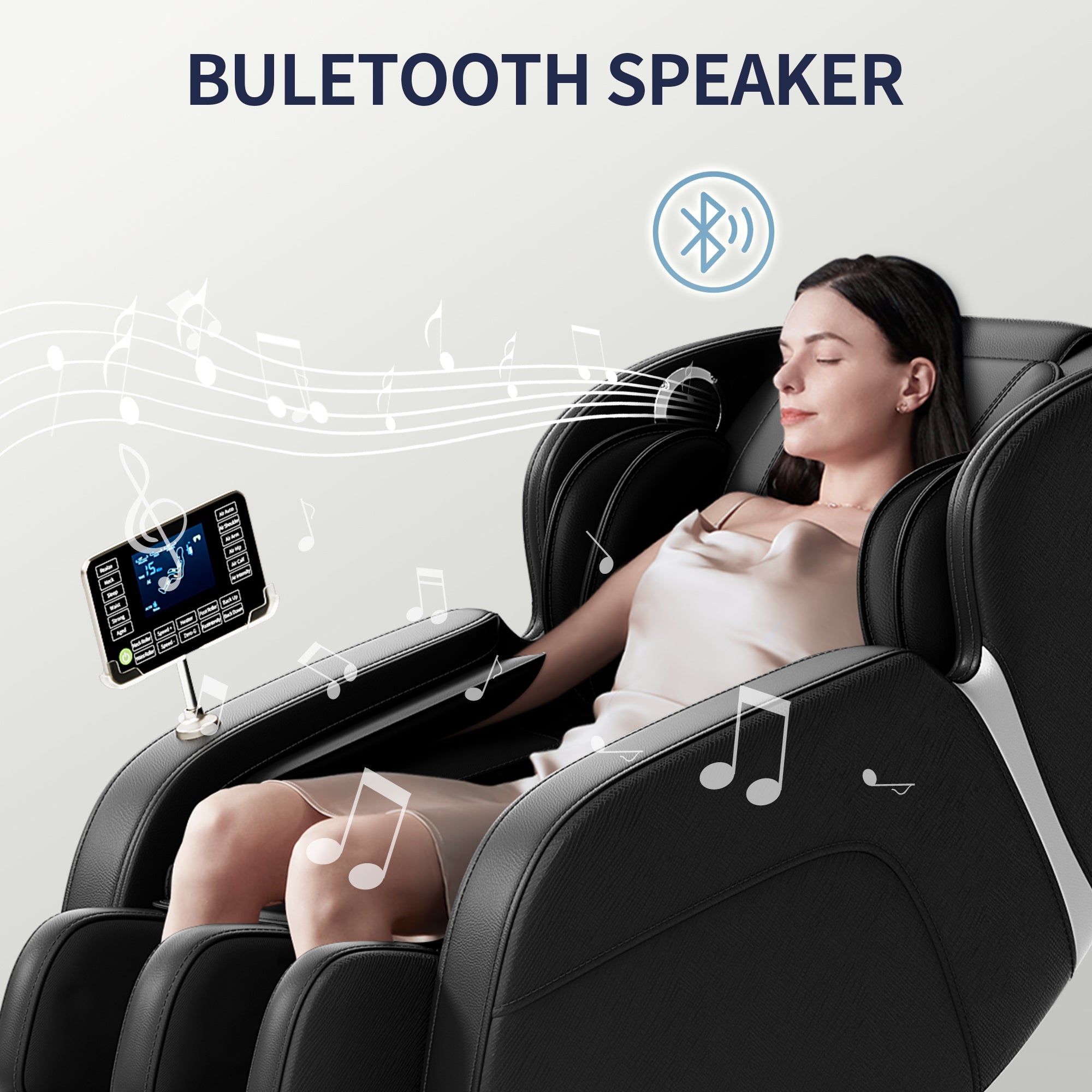 Black Full Body Massage Chair with Zero Gravity Recline, Foot Massage, Bluetooth & Touch Screen
