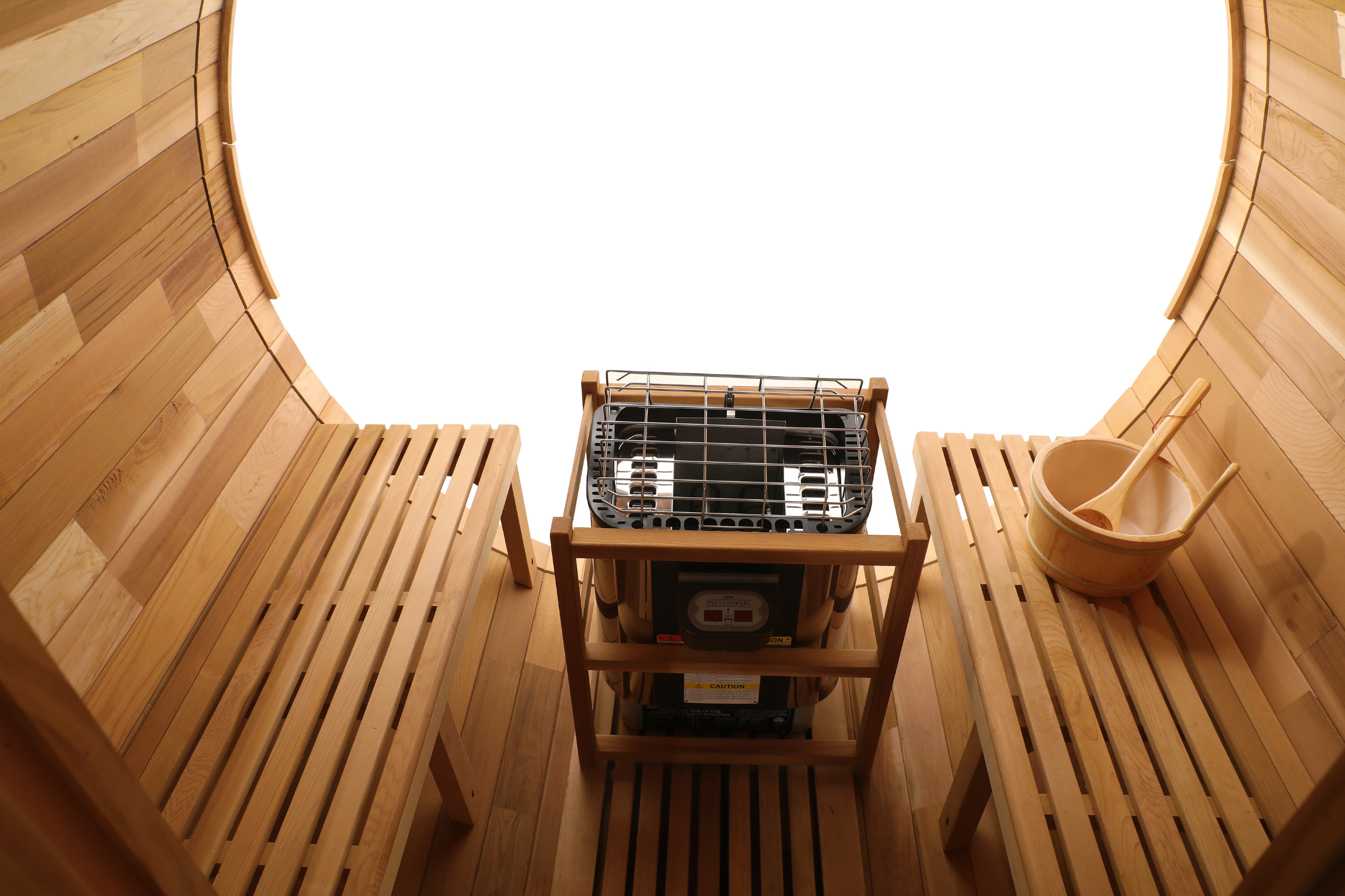 Blisspod Prague Canadian Red Cedar Outdoor Barrel Sauna with Full Glass Back