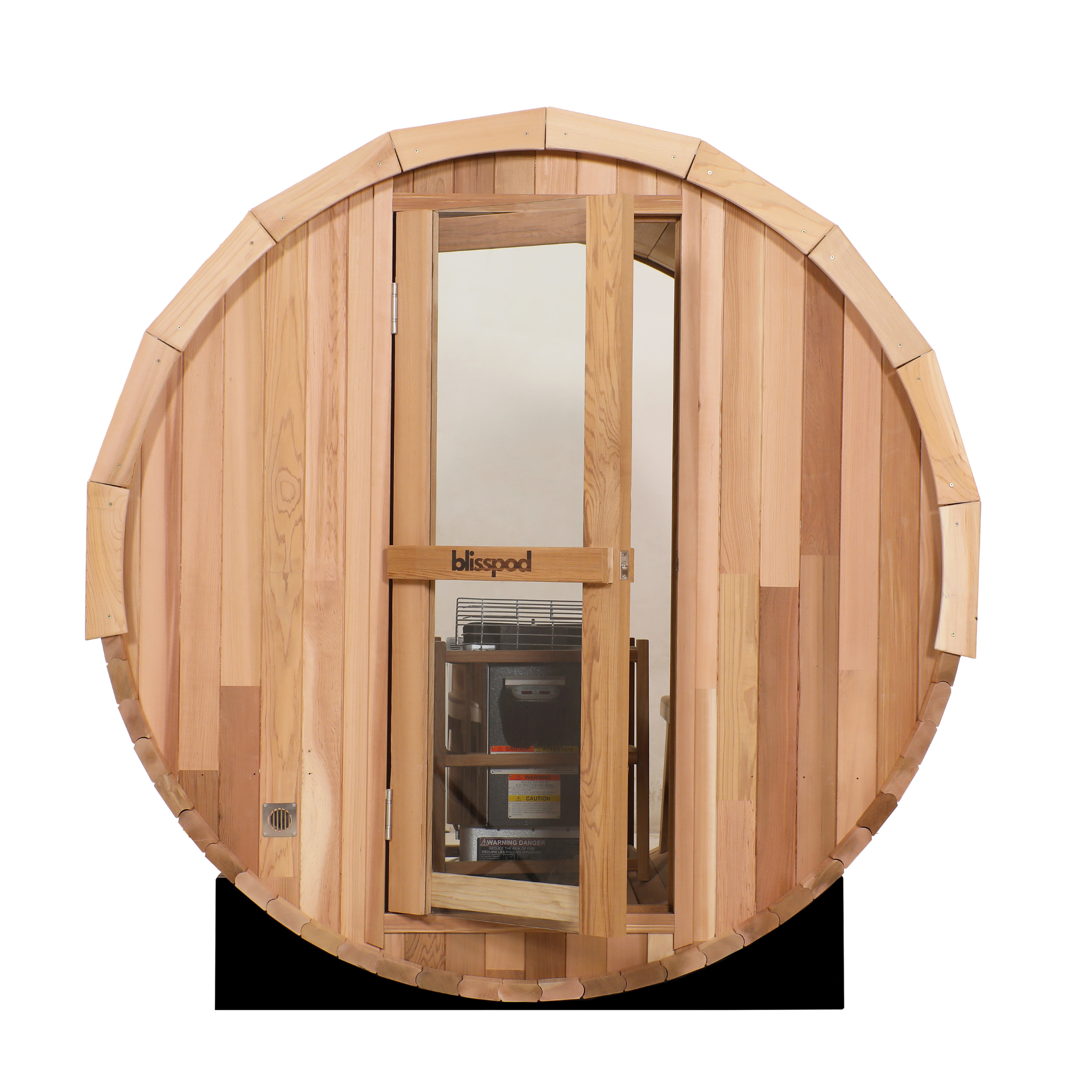 Blisspod Prague Canadian Red Cedar Outdoor Barrel Sauna with Full Glass Back