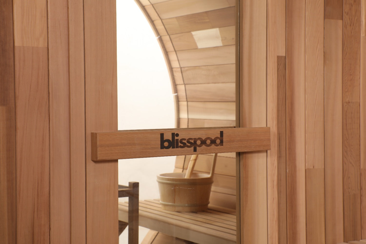Blisspod Prague Canadian Red Cedar Outdoor Barrel Sauna with Full Glass Back
