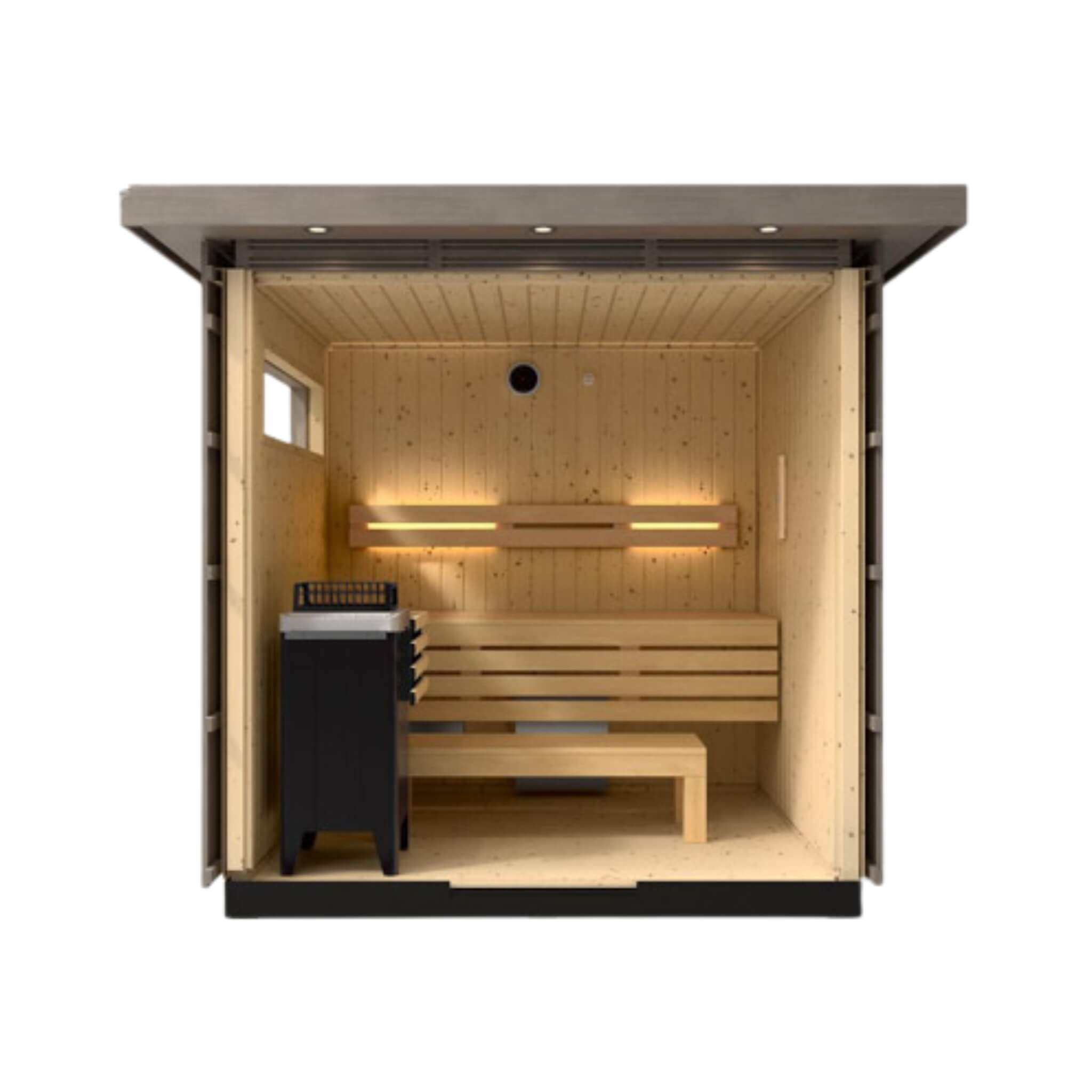 Kohler C2 Outdoor Weathered Gray Spruce Sauna Kit with Electric Heater