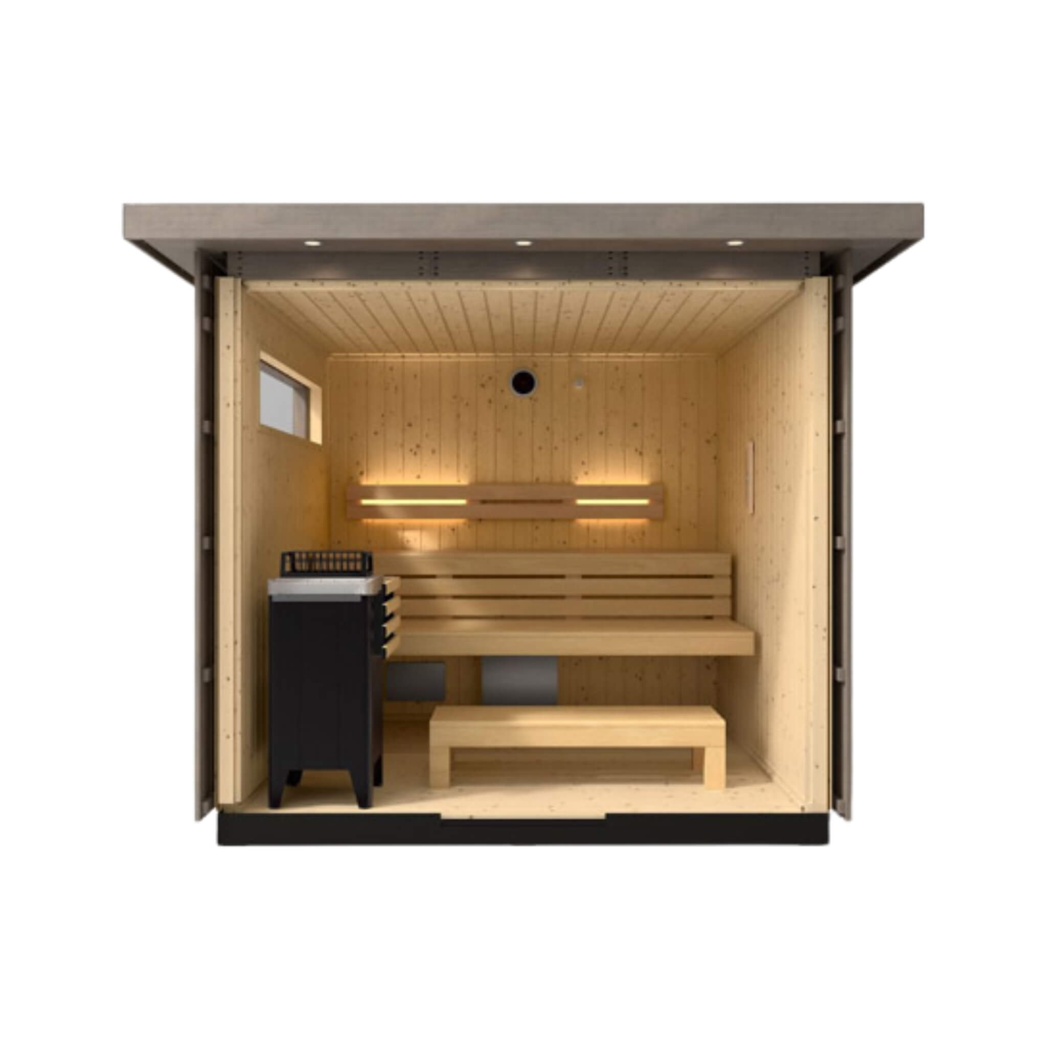 Kohler C2 Outdoor Weathered Gray Spruce Sauna Kit with Electric Heater