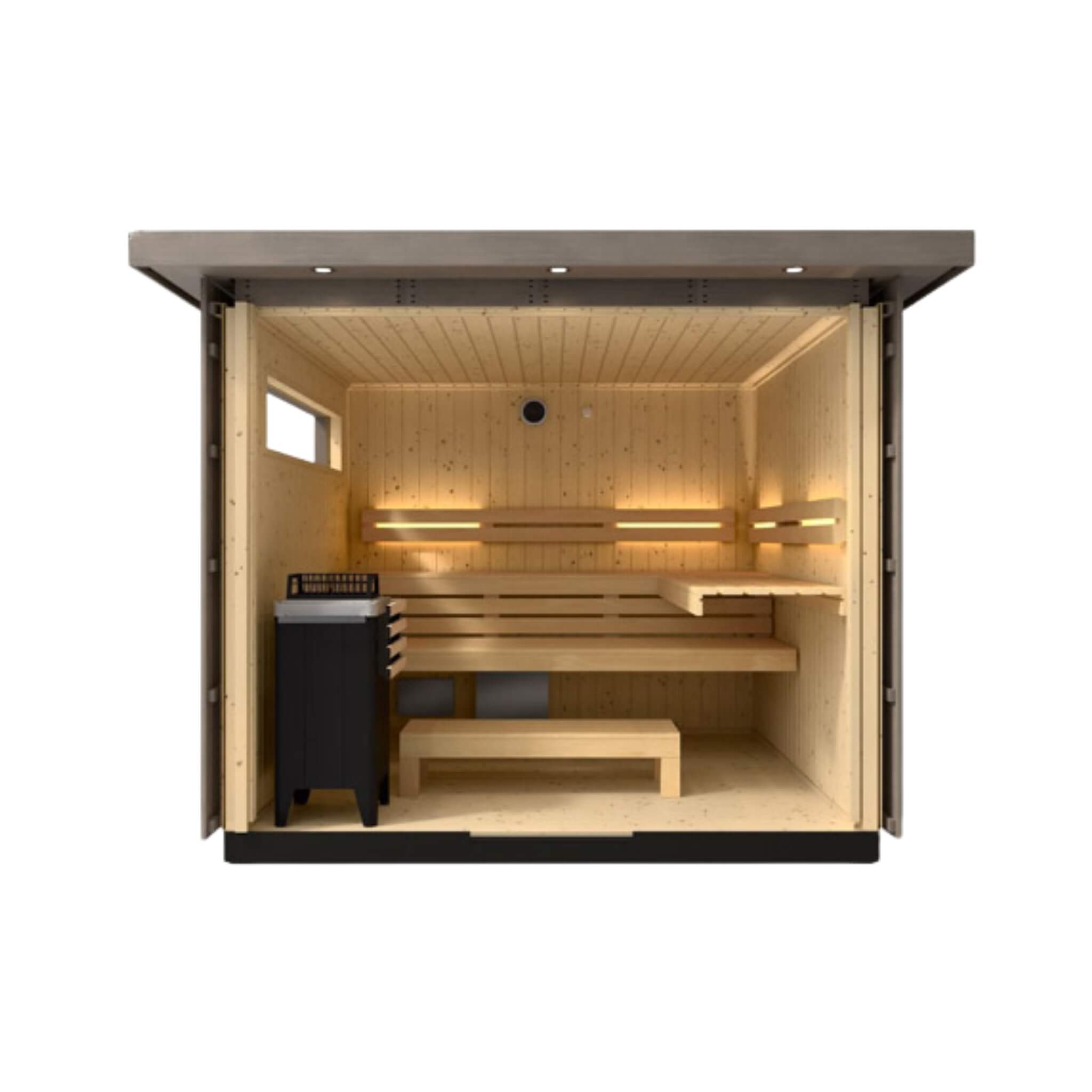 Kohler C2 Outdoor Weathered Gray Spruce Sauna Kit with Electric Heater