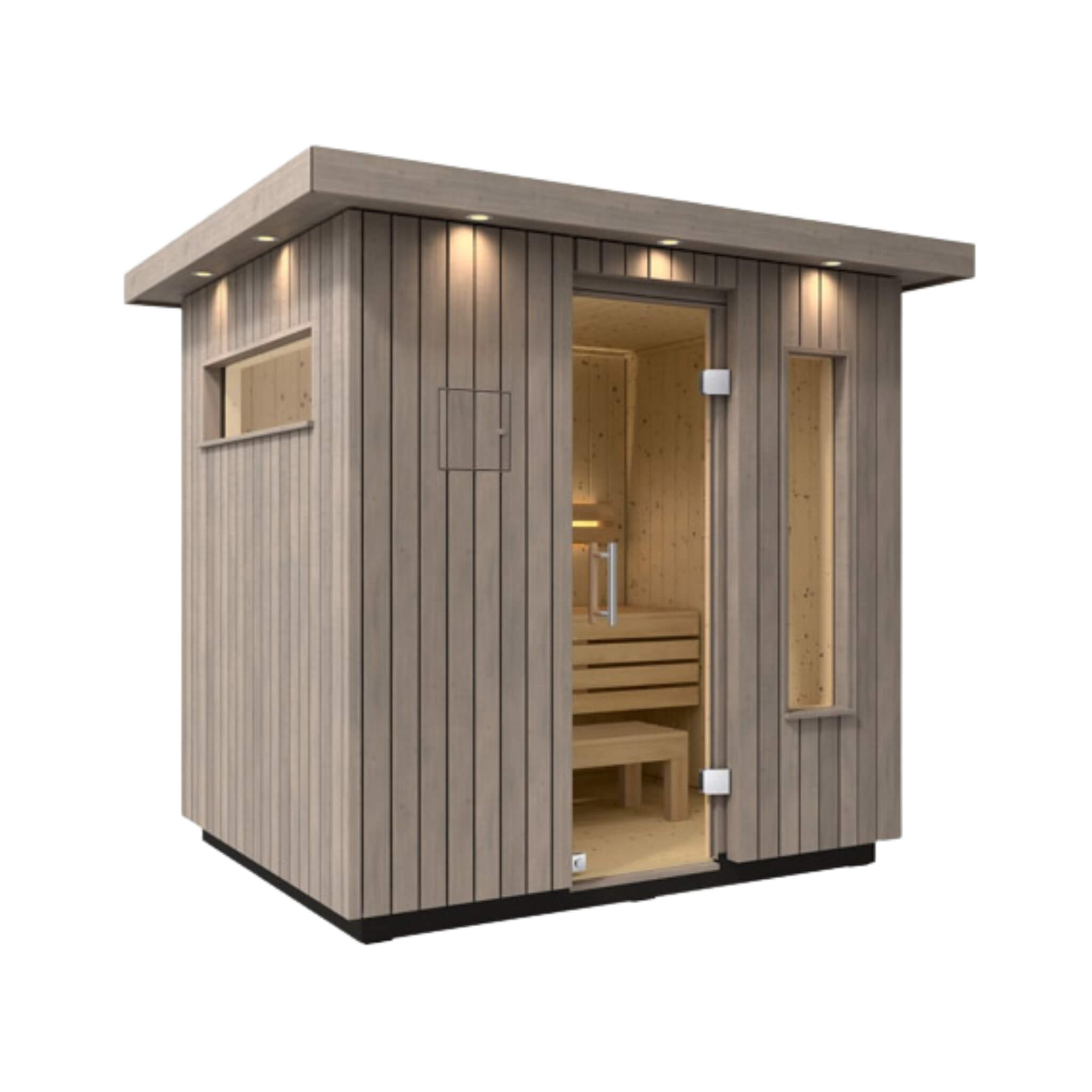 Kohler C2 Outdoor Weathered Gray Spruce Sauna Kit with Electric Heater